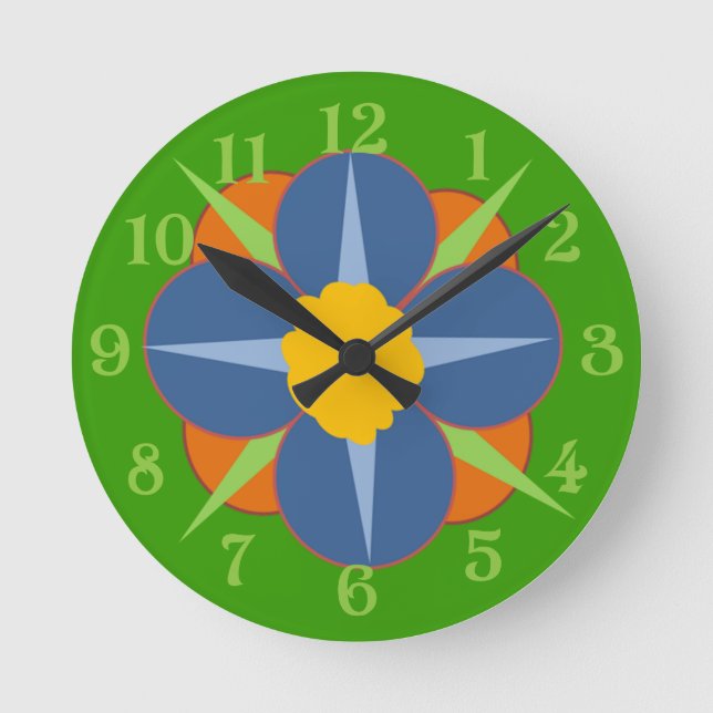Floral Medallion Runde Wanduhr (Vorderseite)