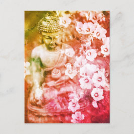 *~* Floral Meditation Zen Buddha Meditat Orange Postkarte