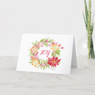 Floral Medley Holiday Wreath Weihnachtskarte Dankeskarte