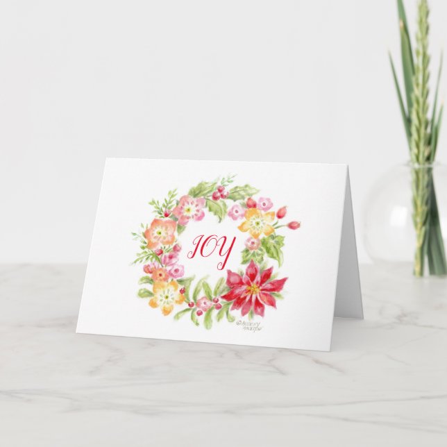 Floral Medley Holiday Wreath Weihnachtskarte Dankeskarte (Vorderseite)