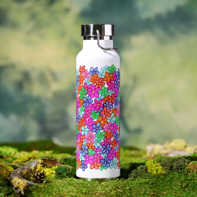 Floral mehrfarbige Blume Zeichnend Muster Trinkflasche (Außenbereich)