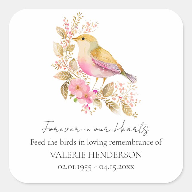 Floral Memorial Bird Seed Favorit Sticker (Vorderseite)