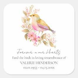 Floral Memorial Bird Seed Favors Sticker