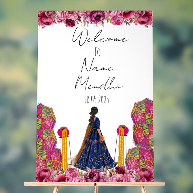 Floral Mendhi Acrylschild (Neutral)