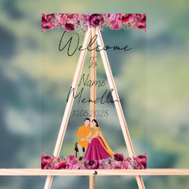 Floral Mendhi Acrylzeichen Acrylschild
