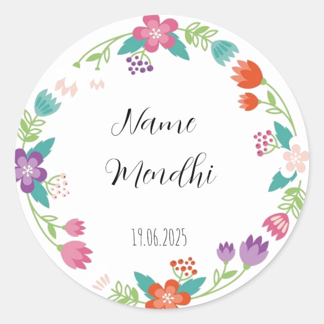 Floral Mendhi bevorzugt Aufkleber (Vorderseite)