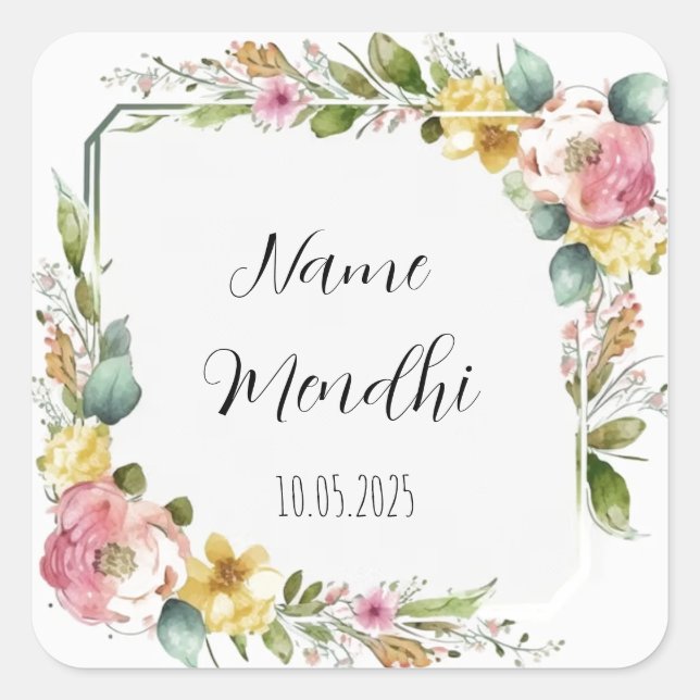 Floral Mendhi bevorzugt Aufkleber (Vorderseite)