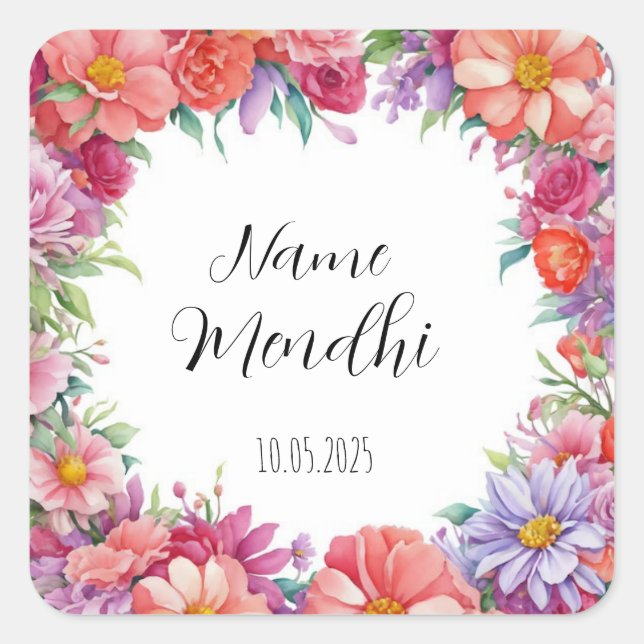 Floral Mendhi bevorzugt Aufkleber (Vorderseite)