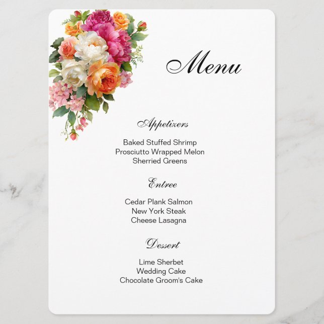 Floral Menu Card Menükarte (Vorderseite)