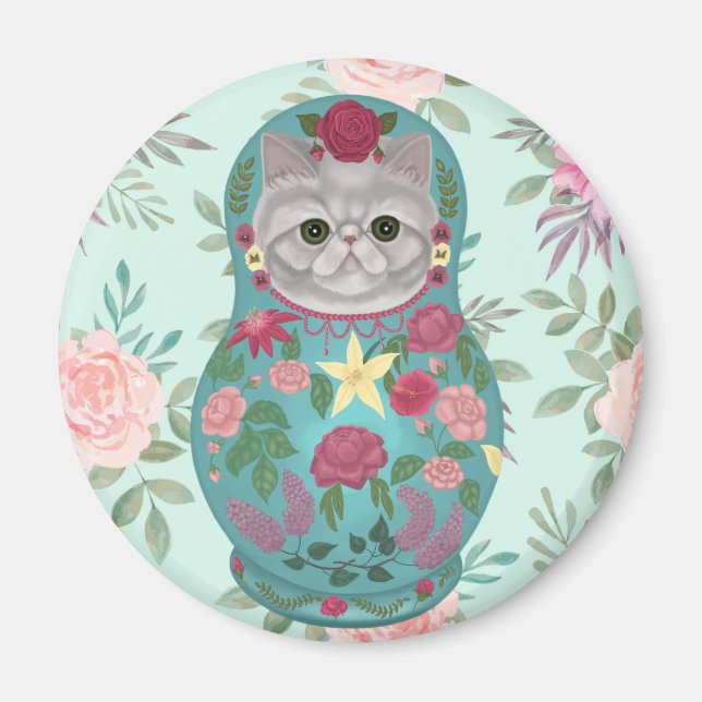 Floral Meowtreshka Magnet (Vorne)