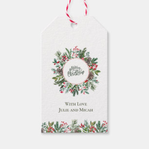 Floral Merry Christmas Geschenkanhänger