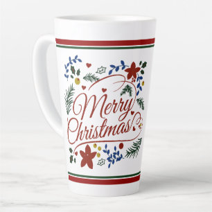 Floral Merry Christmas Latte Tasse
