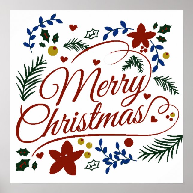 Floral Merry Christmas Poster (Vorne)