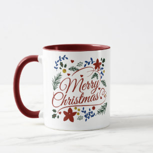 Floral Merry Christmas Tasse