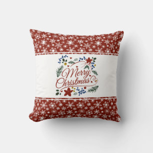 Floral Merry Christmas Throw Kissen