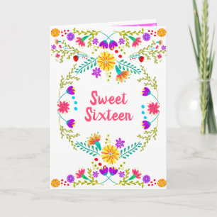 Floral Mexican Fiesta Weiß und Rosa Sweet 16 Einladung
