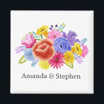 Floral mexikanische Fiesta Wedding Magnet<br><div class="desc">Fiesta-Gastgeschenke Hochzeiten,  die schnell und einfach auf Ihre Veranstaltungsspezifikationen zugeschnitten sind. Sollten Ihre Namen bei der Eingabe etwas ausgeschaltet aussehen,  "Klicken Sie auf,  um sich weiter anzupassen" (der blaue Link unten auf "Personalisieren Sie diese Vorlage"),  um sich einfach im Designbereich anzupassen.</div>