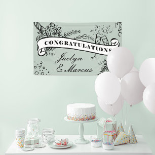 Floral Milestone Champagne Herzlichen Glückwunsch Banner
