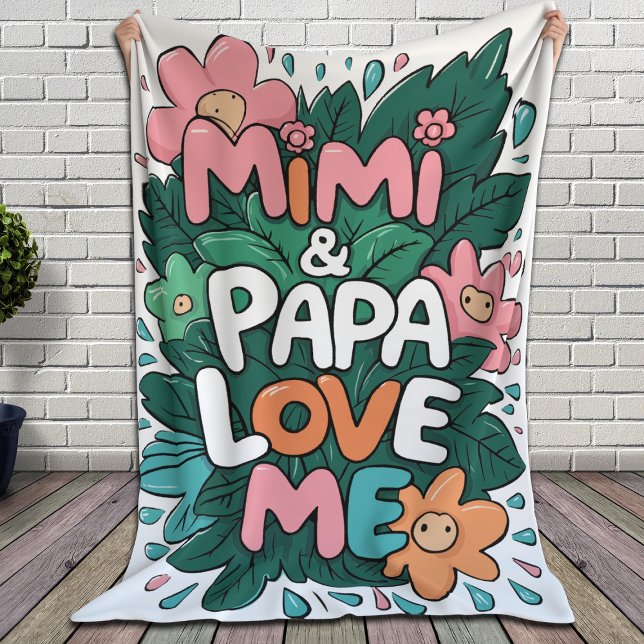 Floral Mimi und Papa Liebe Fleecedecke (Von Creator hochgeladen)
