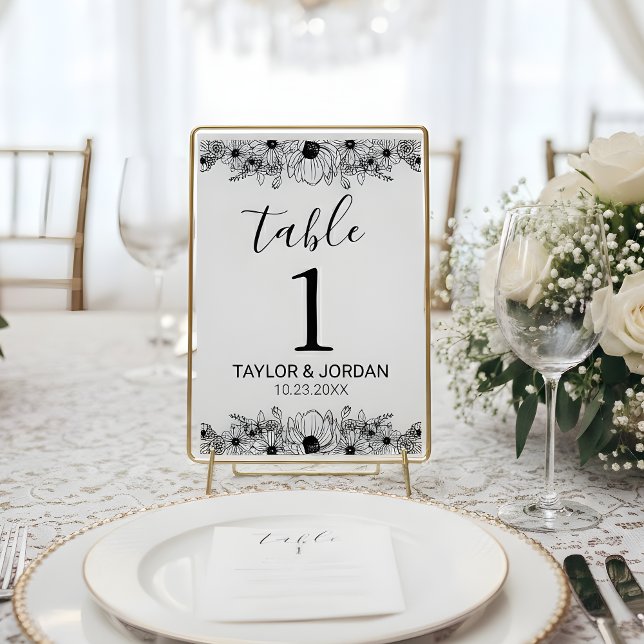Floral Minimalist Botanical Wedding Table Number  Tischnummer (Von Creator hochgeladen)