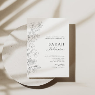 Floral Minimalist Bridal Shower Invitation Einladung