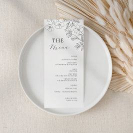 Floral Minimalist Wedding Menu Menükarte