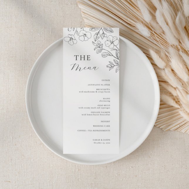 Floral Minimalist Wedding Menu Menükarte (Von Creator hochgeladen)