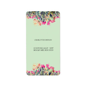 Floral minze green Return Address Label Adressaufkleber