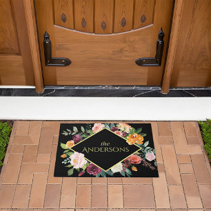 Floral mit Ihrem Familiennamen Fußmatte