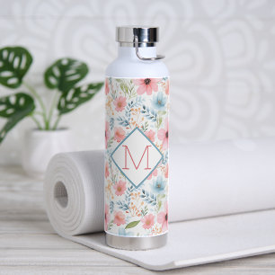 Floral mit Monogramm Trinkflasche