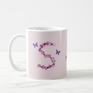 Floral mit Schmetterlingen Handmade Letter S Monog Tasse