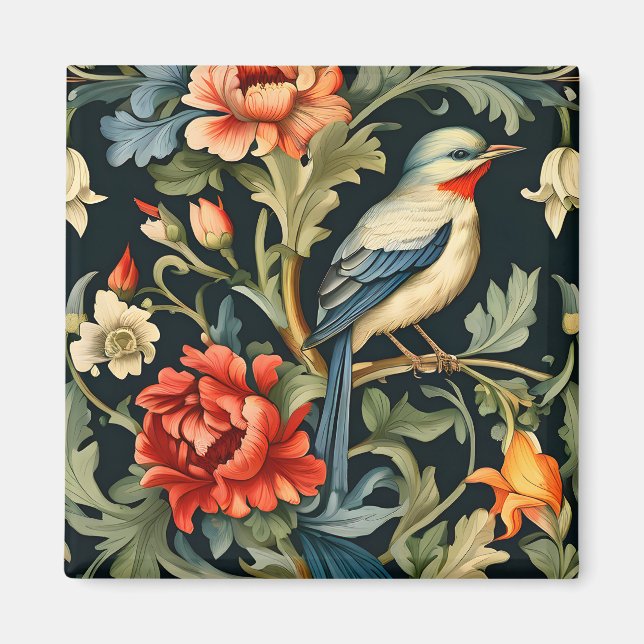 Floral mit Vogel Magnet (Vorne)