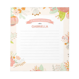 Floral Mitzvah Note Notizblock