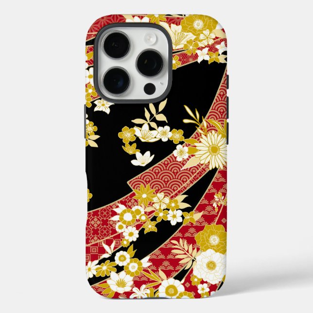 Floral Mix Kimono Muster Case-Mate iPhone Hülle (Rückseite)