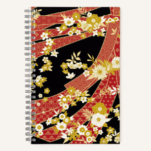 Floral Mix Kimono Muster Notizbuch