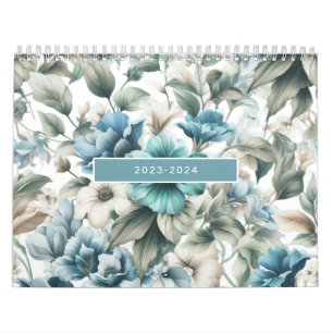 Floral modern blau mädchenhaft elegant stilvoll kalender