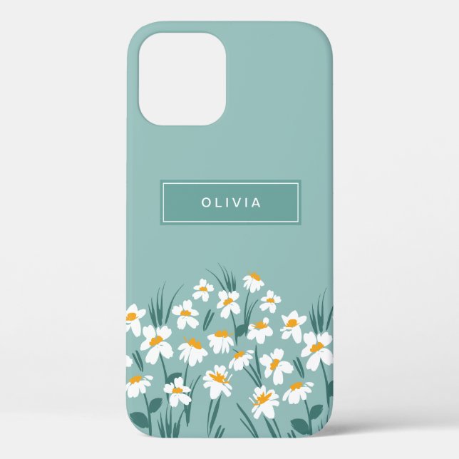 Floral modern, blau, mädchenhaft elegant stilvolle Case-Mate iPhone hülle (Rückseite)