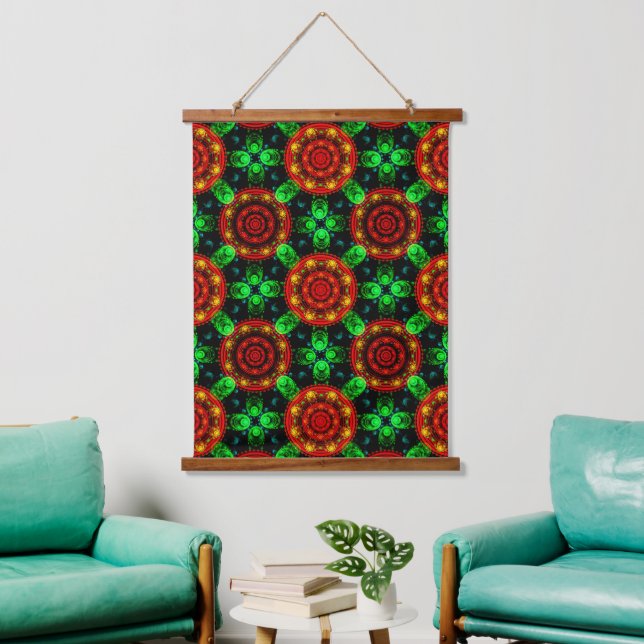 Floral Modern Boho Elegant Abstract Pattern #504 Wandteppich Mit Holzrahmen (Wohnzimmer)