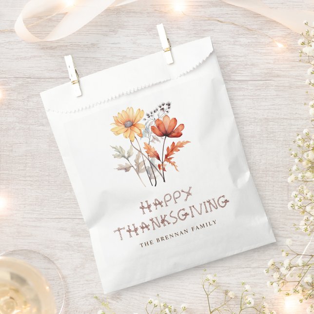 Floral Modern Friendsgiving Erntedank Party Geschenktütchen (Floral Modern Friendsgiving Thanksgiving Party Favor Bag)
