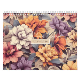 Floral modern orange mädchenhaft elegant 3 r kalender