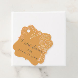 Floral Modern Peony Blossom Gold Brautparty Geschenkanhänger
