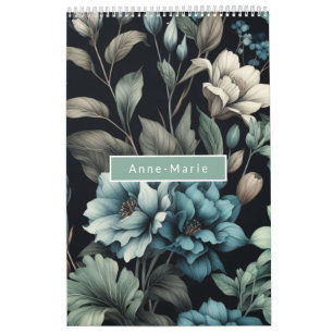 Floral modern schwarz, gürlich elegant stilvoll kalender