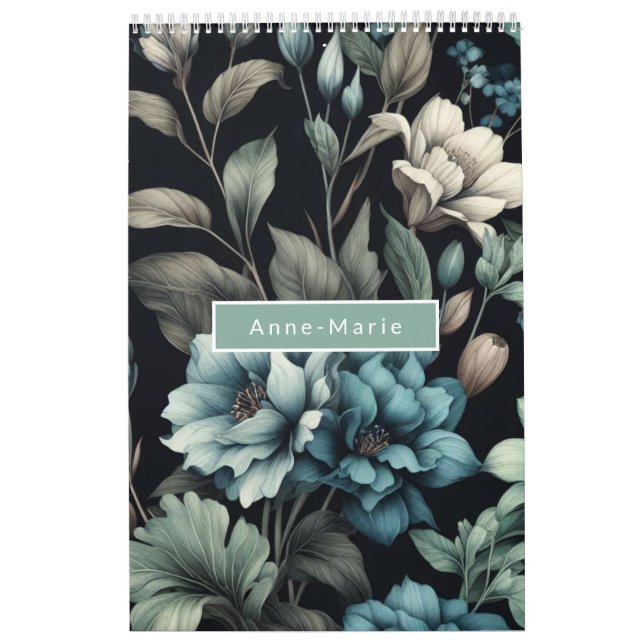 Floral modern schwarz, gürlich elegant stilvoll kalender (Titelbild)