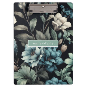 Floral modern schwarz, gürlich elegant stilvoll klemmbrett