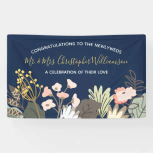 Floral Modern Wedding Newlyweds Glückwunsch Banner