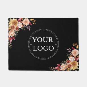 Floral Moderne schwarze Werbung für Firmenlogo Fußmatte