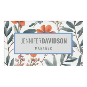 Floral Modernes Minimalistisch Elegantes Beruflich Namenschild