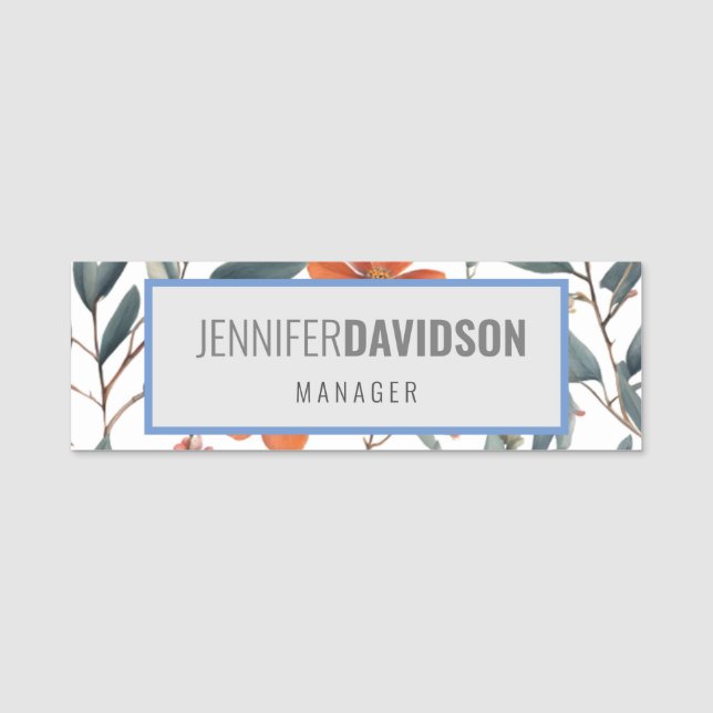 Floral Modernes Minimalistisch Elegantes Beruflich Namensschild (Vorderseite)