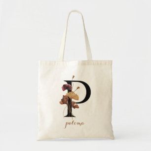Floral Modernes Personalisiertes Monogramm Letter Tragetasche