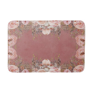 Floral Modernes Vintages Zimt Rose Wasserfarben Badematte
